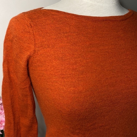 🌷Paul Costelloe🌷 Burnt Orange 100% Merino Wool Crop Sweater - Picture 3 of 11